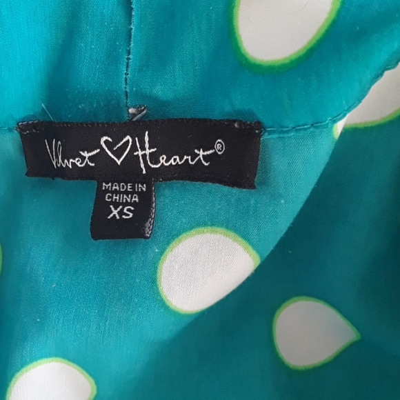 Adorable velvet heart teal and Polk a dot dress xs - Picture 2 of 4